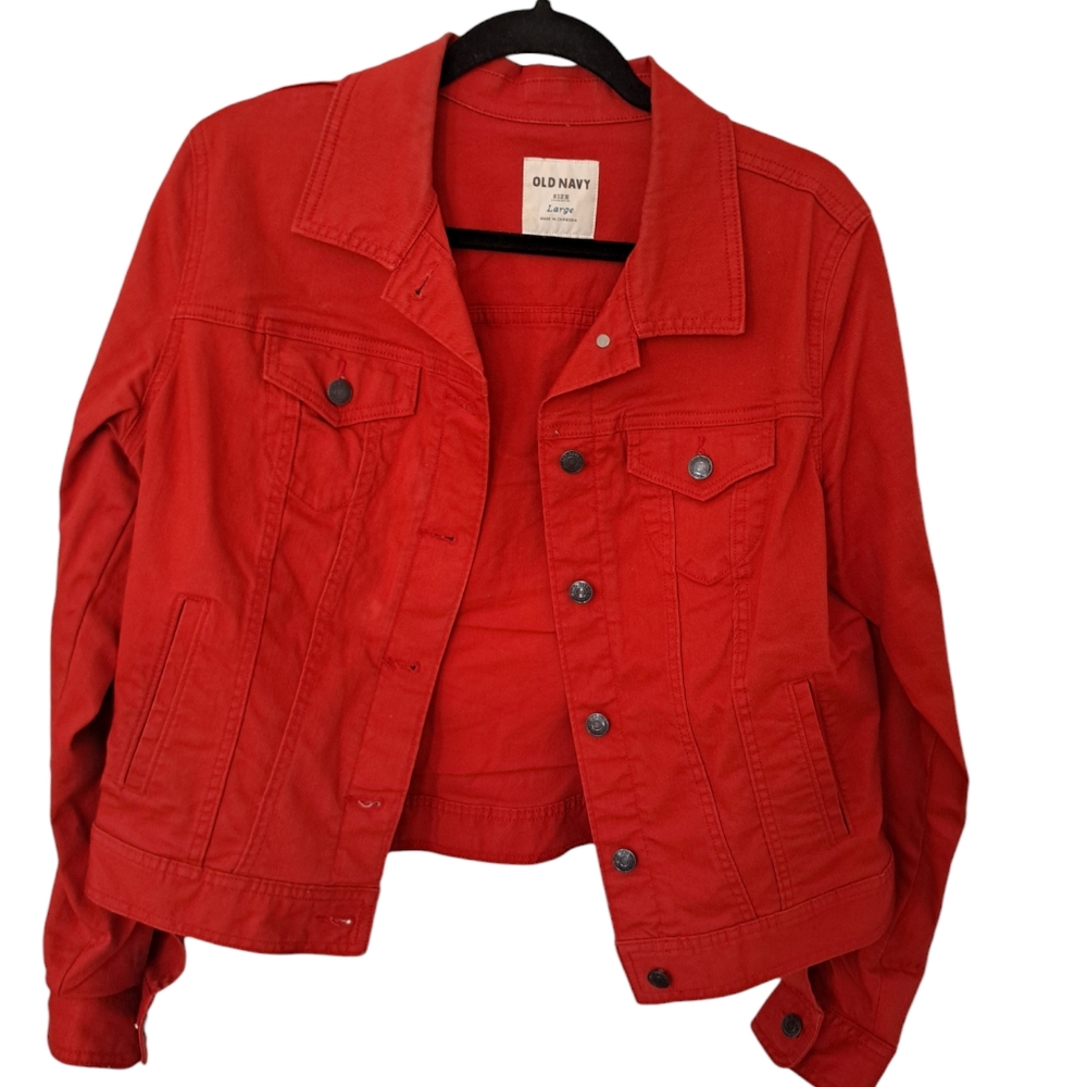 Old Navy Ladies stretchy red denim jacket